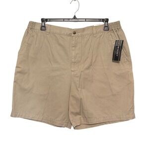 Architect Men's Khaki Walk Shorts‎ 40 Tan Cotton Elastic Waist Casual Twill NWT
